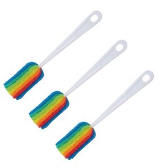 3PCS Reusable Long Handle Cleaning Brush Sponge Bottle Scrubbers Glasses Washing