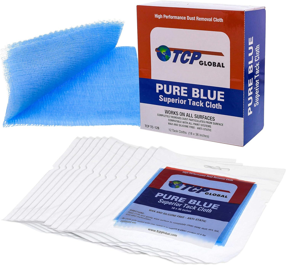 TCP Global Pure Blue Superior Tack Cloth, 12-Pack, Automotive & Woodworking, Dus