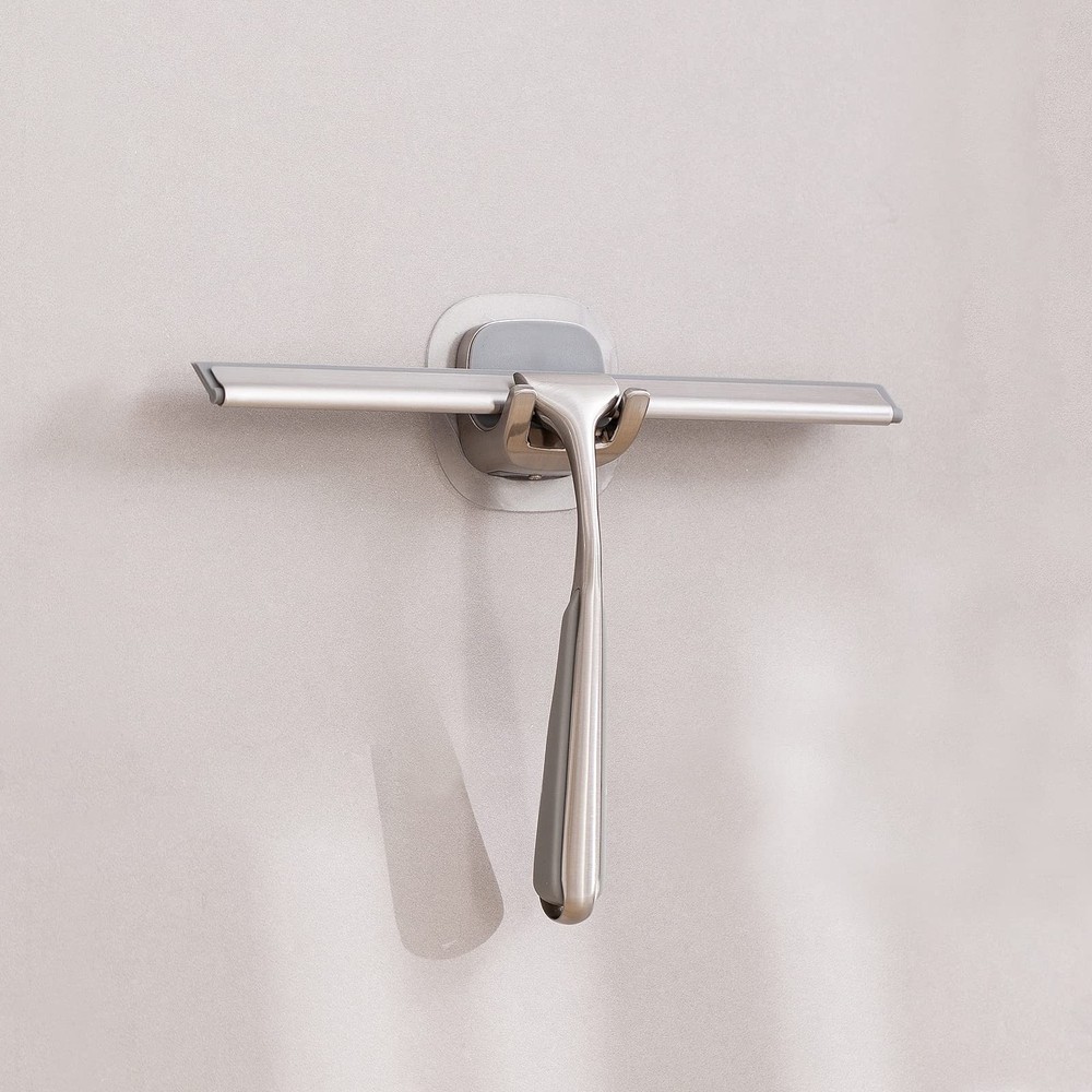 Shower Squeegee for Doors 10 Inch Bathroom 10 inches, Brushed Nickel
