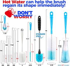 Bottle Brush Tube Cleaning Lab Set with Long Handle, Cup Cleaner for Washing Nar