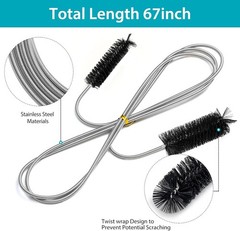 Stainless Steel Drain Brush Tool for Narrow Tubing & Curved Pipes – Black