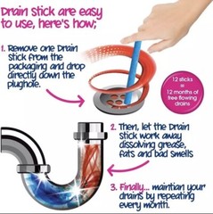 Sani Sticks As Seen on TV Drain Pipes Cleaner and Deodorizer Unscented US