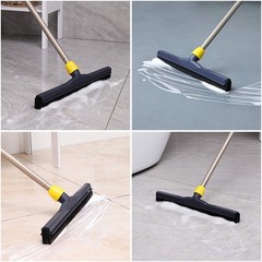 Floor Squeegee Scrubber with Telescopic Pole for Garage, Bathroom, Tile Cleaning