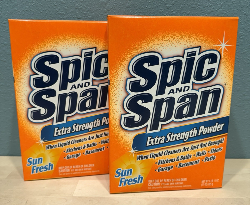 2x Spic and Span Extra Strength Powder SUN FRESH 27 oz Each NEW Sealed