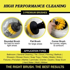 Drillbrush Drill 2in, 4in, 3.5in corner brush, All Purpose Medium Yellow