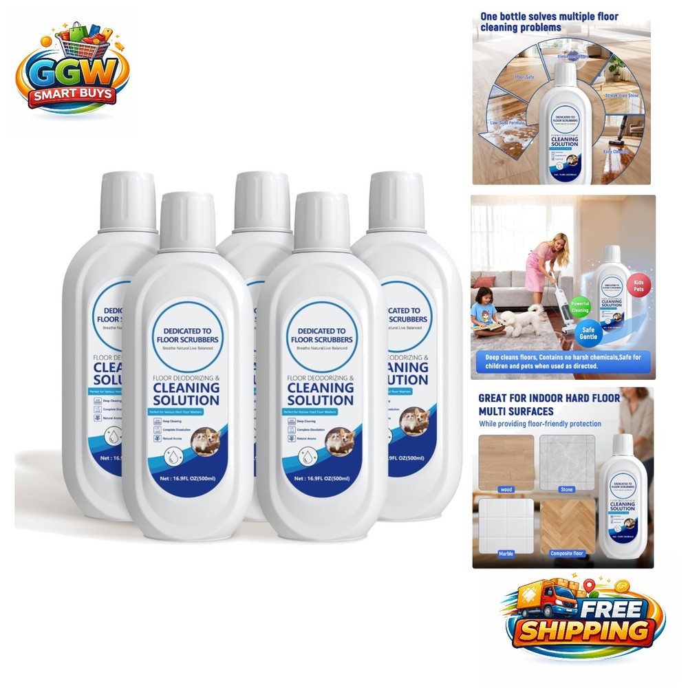 Fresh Multi-Surface Cleaner | 5 Bottles for Tineco Vacuums 16.9 Fl Oz