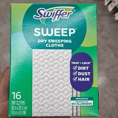 Swiffer Dry Sweeping Cloths Unscented Trap + Lock 16 Pack Removes 95% Allergens