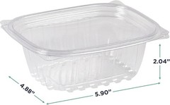 ECO PRODUCTS Compostable 12oz Clear Rectangular Deli Containers With Lids, Cas