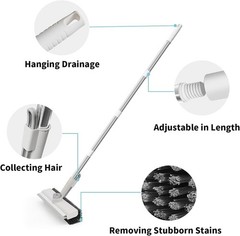 Dual-Sided Floor Scrub Brush with Stainless Steel Handle