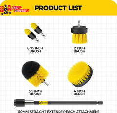 6Pack Drill Brush Power Scrubber Cleaning Brush Extended Long Attachment Set All