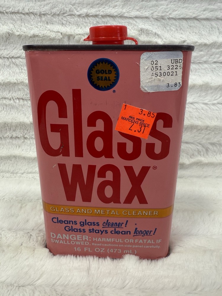 Vintage Gold Seal Glass Wax Metal Chrome Cleaner Polisher 16 oz Can Tin 75% Full