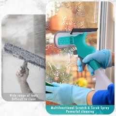 4 in 1 Window Cleaner Tool with Squeegee & Sprayer, 10″ Streak-Scraper Kit with