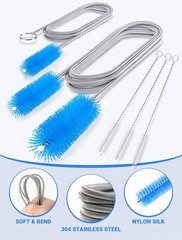 Drain Cleaning Brush, 66 Inch Double Ended Flexible Pipe Tube Cleaner with 3 …