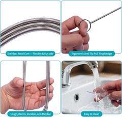 Upgrade 2 Packs Extra Long Drain Cleaners Brush, 64 Inches Flexible Sunroof Drai