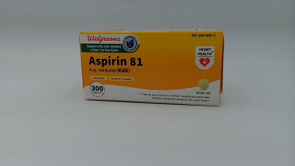 Aspirin 81 mg low dose enteric-coated tablets, 300 count- EXP: 07/2028
