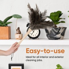 Ostrich Feather Duster for Cleaning Dust Remover with Wooden Grip Handle 3 Pack