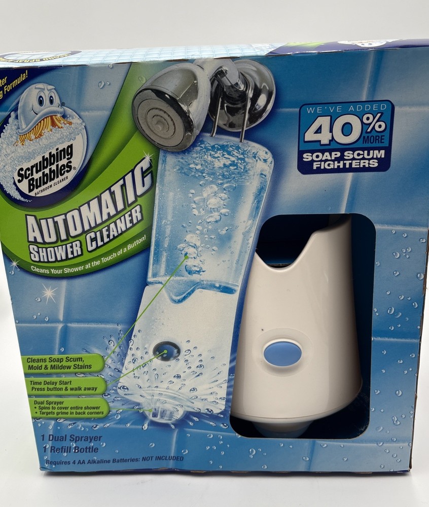 NIB, Scrubbing Bubbles Automatic Shower Cleaner Kit, Dual Sprayer W/34 Fl oz