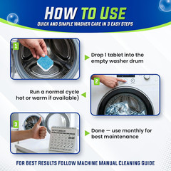 Washing Machine Cleaner Effervescent Tablets, 25 Solid Deep Cleaning Tablet, Fin