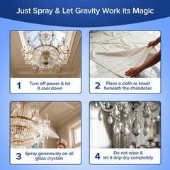 Jaxry Professional Crystal Chandelier Cleaner Drip Dry Spray No Wipe, 32 oz
