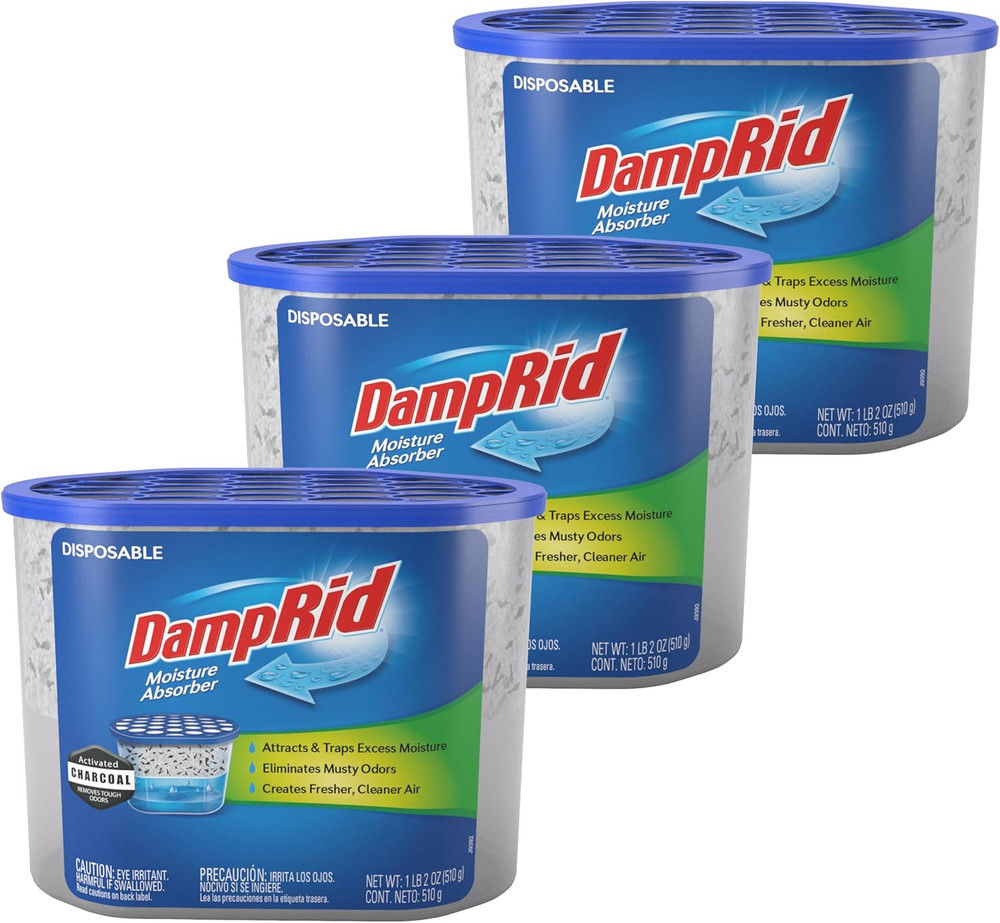 Damprid Fragrance Free Disposable Moisture Absorber with Activated Charcoal, 18