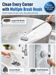Electric Spin Scrubber 4000mAh Dual Speed Waterproof with 5 Brush Heads and