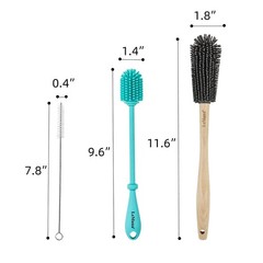 Silicone Bottle Brush Set with Wooden Handle – Silicone Brush & Straw Cleaner…