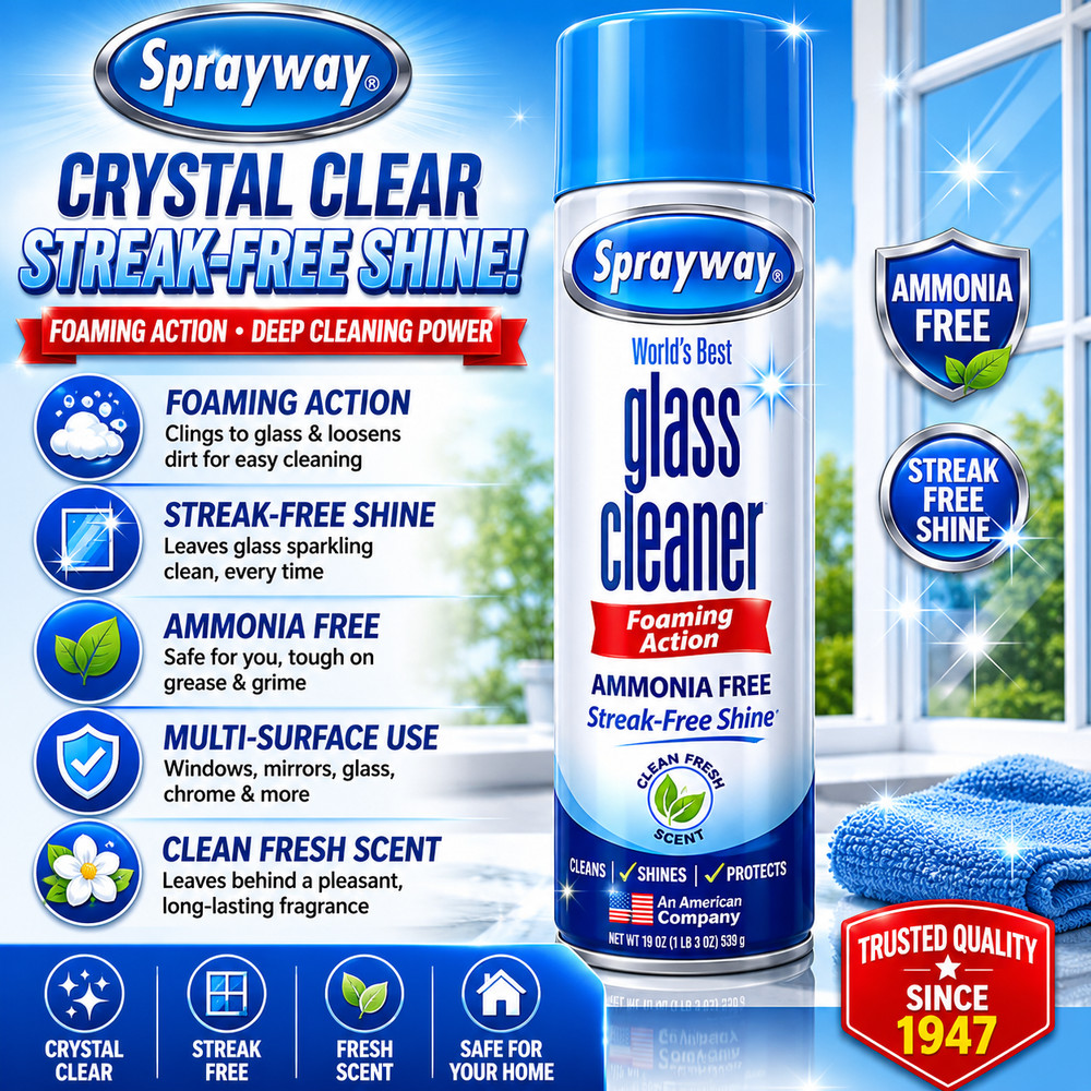 Sprayway Glass Cleaner 19oz Ammonia Free Streak Free Window Mirror Spray Foam