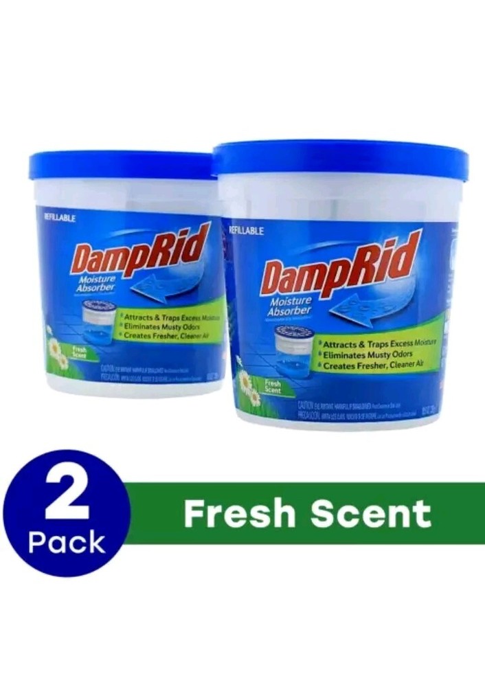 Damprid Fresh Scent 10.5 Oz. Tubs – Refillable Moisture Absorber – 2 Pack