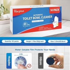 Vacplus Toilet Bowl Cleaner Tablets Tank Drop-In Deodorizer 50 Pack