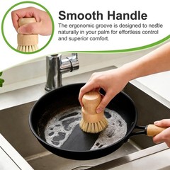 4 Pack Bamboo Dish Brush Set, Natural Kitchen Scrub Brush with Sisal Bristles, W
