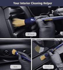 Car Detailing Brush Set, 3 Pack Ultra Soft Boars Hair Detailing Brushes for