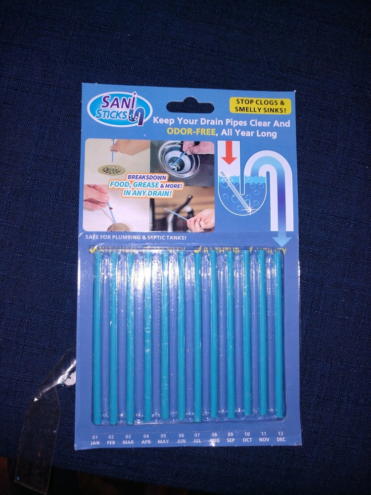 12/Pack Sani Sticks Keeps Drains And Pipes Clear And Odor Free Set As Seen On TV