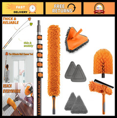 30ft High Reach Duster Kit – Telescopic Extension Pole, Ceiling & Window Cleaner
