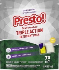 Amazon’s Triple Action Dishwasher Pacs, 70 Count – Lemon Fresh & Phosphate Free