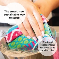 Dish Scrubber Reusable Cotton 4-Pack Non-Scratching Eco-Friendly Kitchen