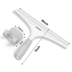 Shower Squeegee for Glass Tiles, 10 Silicone with Hook, White/Gray