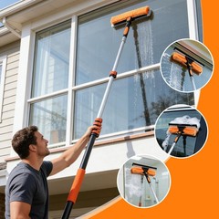 30FT Reach Duster Kit Dual Action Flip-Lock Screw Fixing 5-24FT Extension Pole