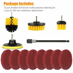 13pc Drill Brush Attachment Power Scrubber Car Set Scrub Tile Bath Extension Rod