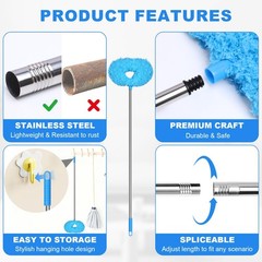 Storystore Ceiling Fan Cleaner Duster Adjustable Duster with Extension Pole