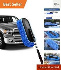 Car Duster, Scratch-Free Microfiber Cleaning Brush, Blue | Extendable Handle …