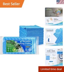 40ct Eco-Friendly Reusable Cleaning Wipes – Super Absorbent 12”x24” Cloths