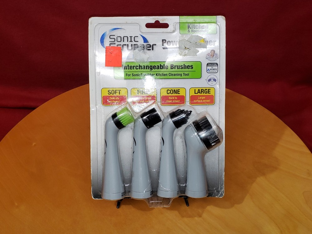 Sonic Scrubber Interchangeable Power Cleaner Set of 4 Brush Heads designs *NEW*