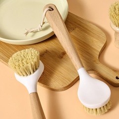 1 Pack Dish Brush Set with Bamboo Handle, Kitchen Brushes for Cleaning Pot, S…