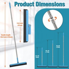 Floor Squeegee Adjustable 59” Long Handle Professional Floor Squeegee with H…