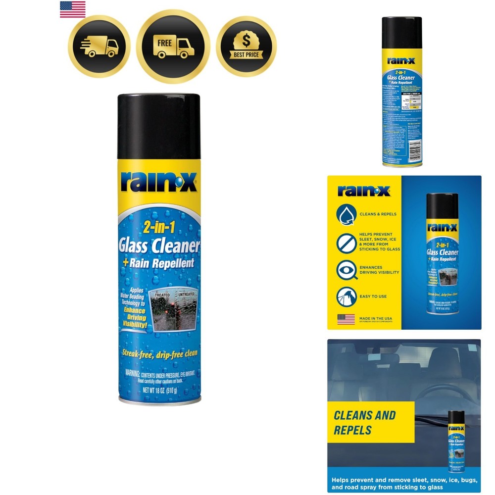 2-In-1 Glass Cleaner Plus Rain Repellent, 18 Ounce , BLUE